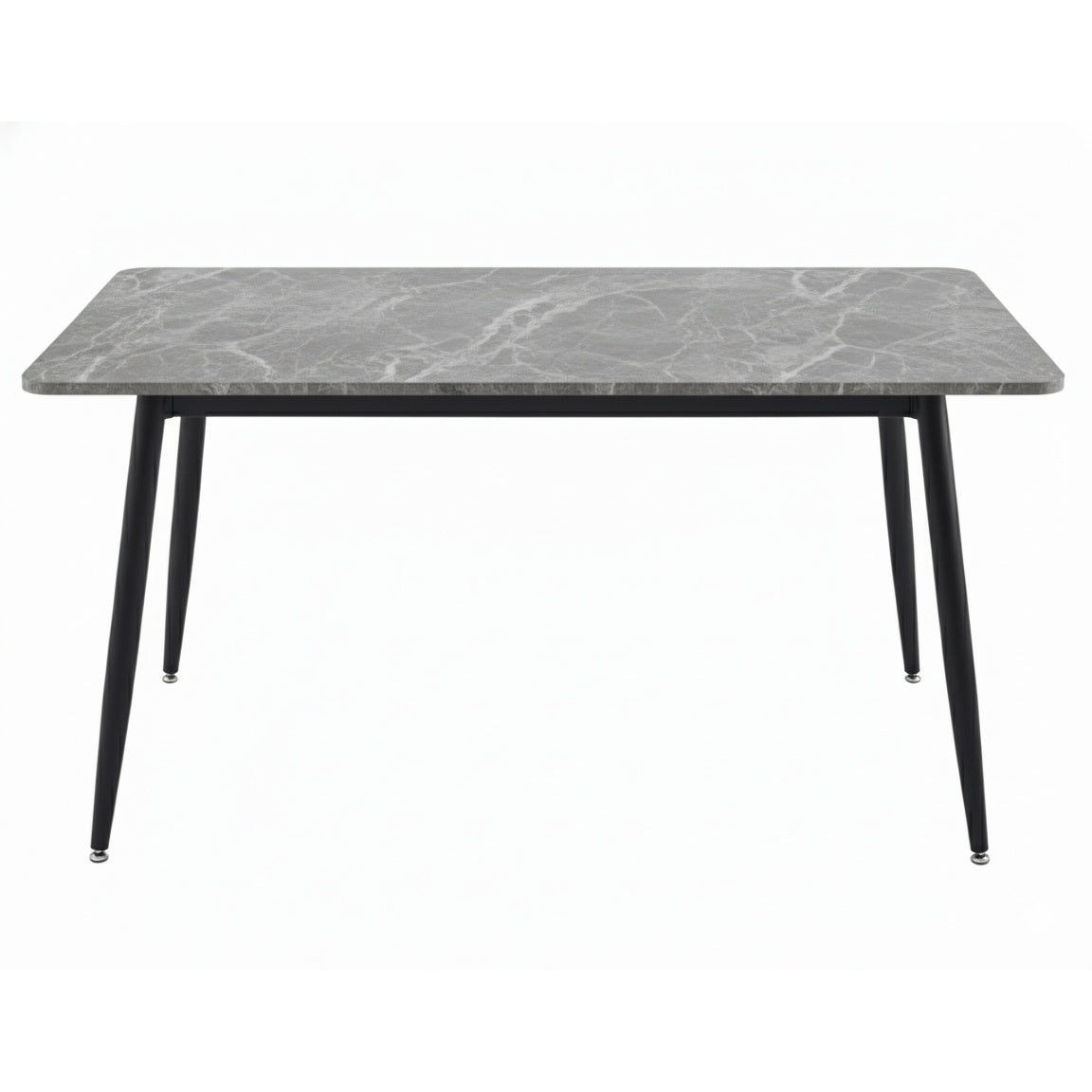 Zayle Rectangular Dining Table with a Sintered Stone Tabletop and a Stainless Steel Base Black 48 in. Wide Light Grey Dining Table Leisuremod