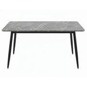 Zayle Rectangular Dining Table with a Sintered Stone Tabletop and a Stainless Steel Base Black 48 in. Wide Light Grey Dining Table Leisuremod