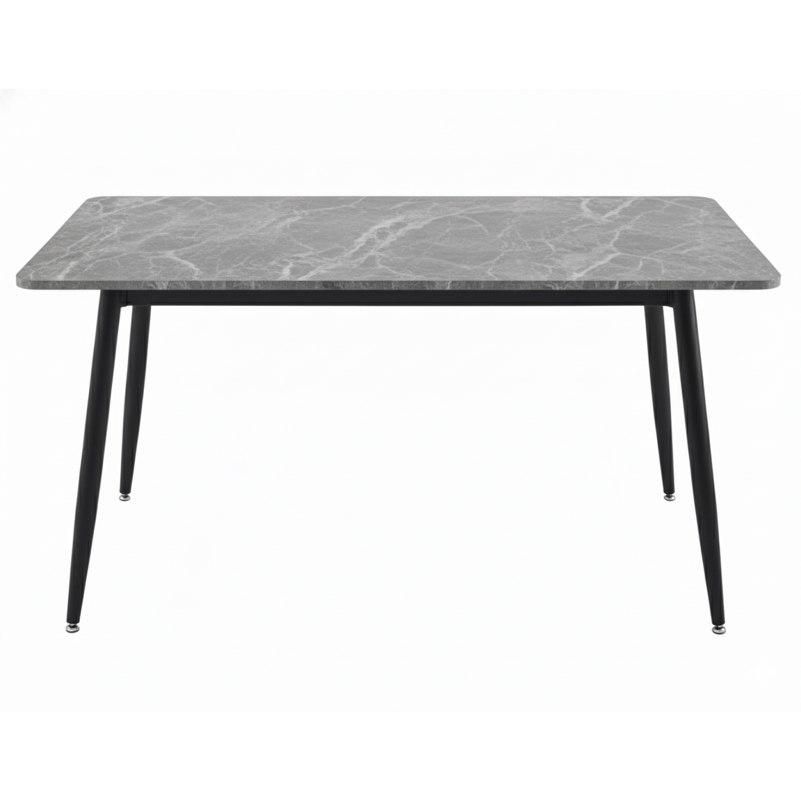 Zayle Rectangular Dining Table with a Sintered Stone Tabletop and a Stainless Steel Base Black Light Grey Dining Table Leisuremod