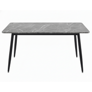 Zayle Rectangular Dining Table with a Sintered Stone Tabletop and a Stainless Steel Base Black Light Grey Dining Table Leisuremod
