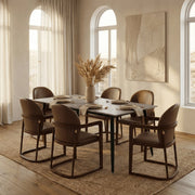 Zayle Rectangular Dining Table with a Sintered Stone Tabletop and a Stainless Steel Base Black 48 in. Wide Light Grey Dining Table Leisuremod