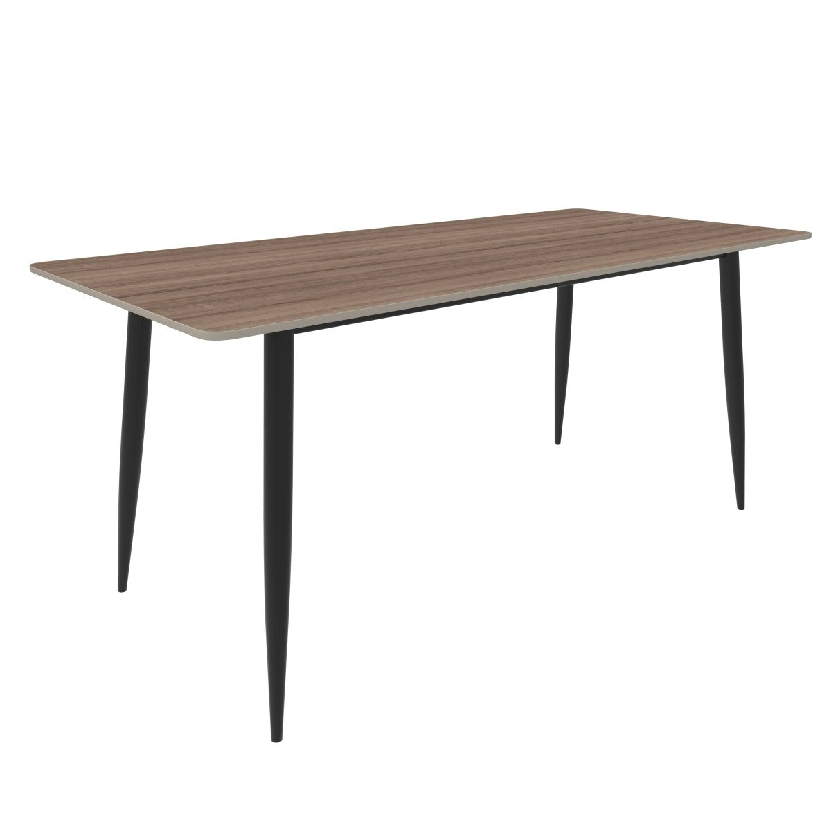 Zayle Rectangular Dining Table with a Sintered Stone Tabletop and a Stainless Steel Base Black Red Oak Dining Table Leisuremod