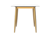 Zayle Rectangular Dining Table with a Sintered Stone Tabletop and a Stainless Steel Base Gold White Gold Dining Table Leisuremod