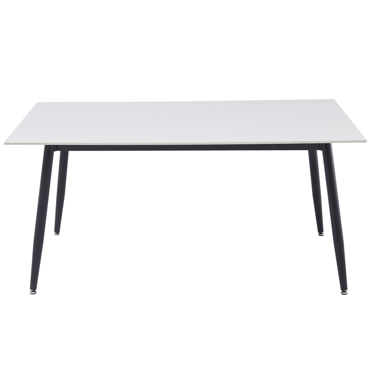Zayle Rectangular Dining Table with a Sintered Stone Tabletop and a Stainless Steel Base Black Solid White Dining Table Leisuremod