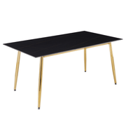 Zayle Rectangular Dining Table with a Sintered Stone Tabletop and a Stainless Steel Base Gold Black Gold Dining Table Leisuremod