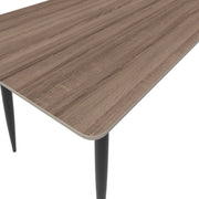 Zayle Rectangular Dining Table with a Sintered Stone Tabletop and a Stainless Steel Base Black Red Oak Dining Table Leisuremod