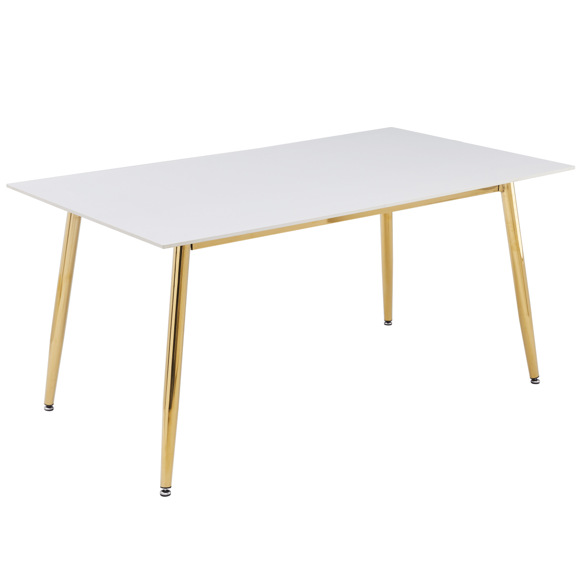Zayle Rectangular Dining Table with a Sintered Stone Tabletop and a Stainless Steel Base Gold Solid White Dining Table Leisuremod