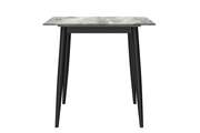 Zayle Rectangular Dining Table with a Sintered Stone Tabletop and a Stainless Steel Base Black White Marble Dining Table Leisuremod