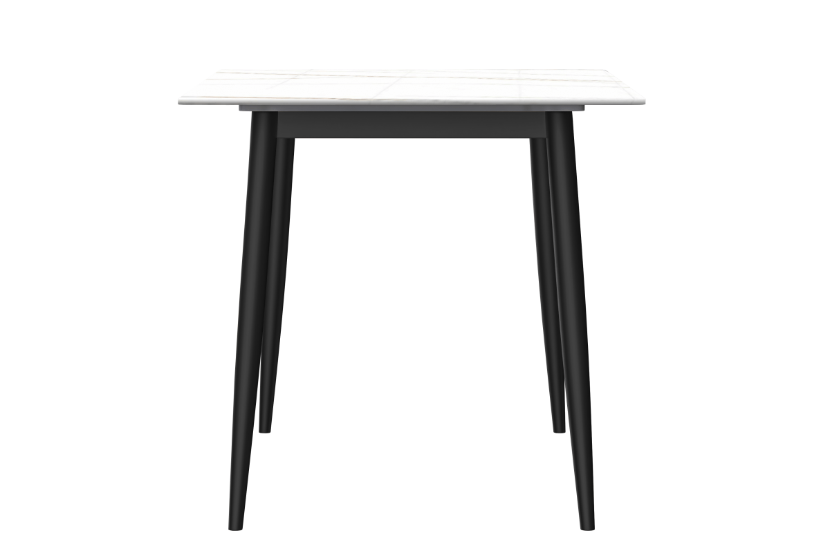 Zayle Rectangular Dining Table with a Sintered Stone Tabletop and a Stainless Steel Base Black Red Oak Dining Table Leisuremod