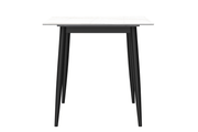 Zayle Rectangular Dining Table with a Sintered Stone Tabletop and a Stainless Steel Base Black Red Oak Dining Table Leisuremod
