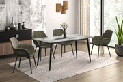 Zayle Rectangular Dining Table with a Sintered Stone Tabletop and a Stainless Steel Base Black Red Oak Dining Table Leisuremod