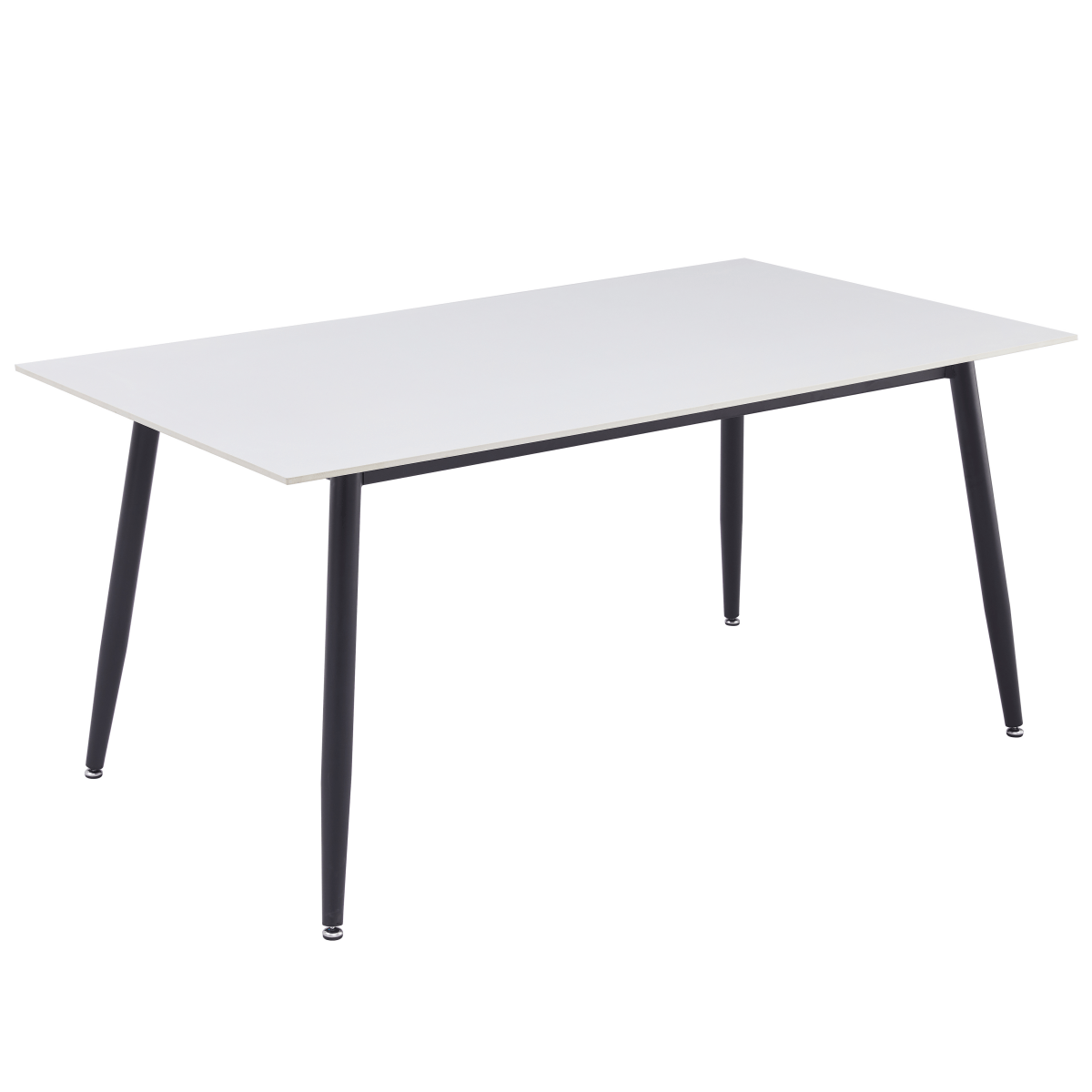 Zayle Rectangular Dining Table with a Sintered Stone Tabletop and a Stainless Steel Base Black Solid White Dining Table Leisuremod