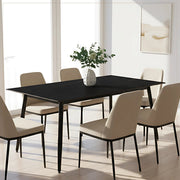 Zayle Rectangular Dining Table with a Sintered Stone Tabletop and a Stainless Steel Base Black Black Gold Dining Table Leisuremod