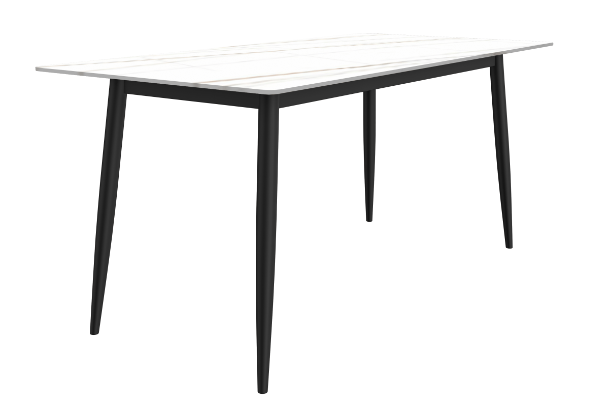 Zayle Rectangular Dining Table with a Sintered Stone Tabletop and a Stainless Steel Base Black Red Oak Dining Table Leisuremod