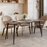 Zayle Rectangular Dining Table with a Sintered Stone Tabletop and a Stainless Steel Base Black Red Oak Dining Table Leisuremod
