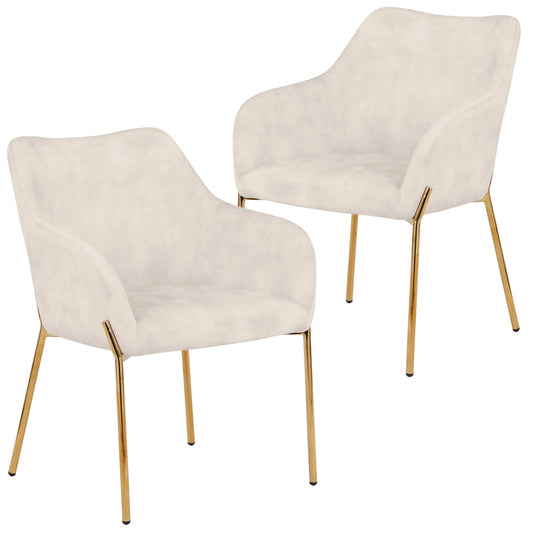 Zaire Upholsters Dining Chair in Velvet/Leather/Boucle with Gold Chrome Iron Set of 2 - Elax Furniture