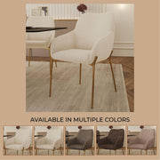 Zaire Upholsters Dining Chair in Velvet/Leather/Boucle with Gold Chrome Iron - Elax Furniture