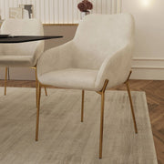 Zaire Upholsters Dining Chair in Velvet/Leather/Boucle with Gold Chrome Iron - Elax Furniture