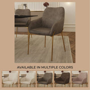Zaire Upholsters Dining Chair in Velvet/Leather/Boucle with Gold Chrome Iron - Elax Furniture