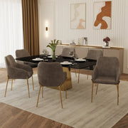 Zaire Upholsters Dining Chair in Velvet/Leather/Boucle with Gold Chrome Iron - Elax Furniture