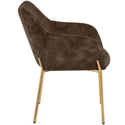 Zaire Upholsters Dining Chair in Velvet/Leather/Boucle with Gold Chrome Iron Set of 2 - Elax Furniture
