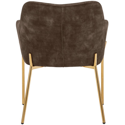 Zaire Upholsters Dining Chair in Velvet/Leather/Boucle with Gold Chrome Iron Set of 2 - Elax Furniture