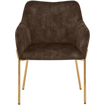 Zaire Upholsters Dining Chair in Velvet/Leather/Boucle with Gold Chrome Iron Set of 4 - Elax Furniture