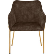 Zaire Upholsters Dining Chair in Velvet/Leather/Boucle with Gold Chrome Iron - Elax Furniture