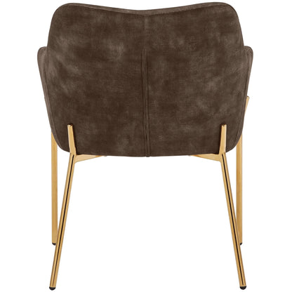 Zaire Upholsters Dining Chair in Velvet/Leather/Boucle with Gold Chrome Iron - Elax Furniture