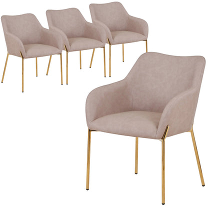 Zaire Upholsters Dining Chair in Velvet/Leather/Boucle with Gold Chrome Iron Set of 4 - Elax Furniture