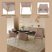Zaire Upholsters Dining Chair in Velvet/Leather/Boucle with Gold Chrome Iron - Elax Furniture