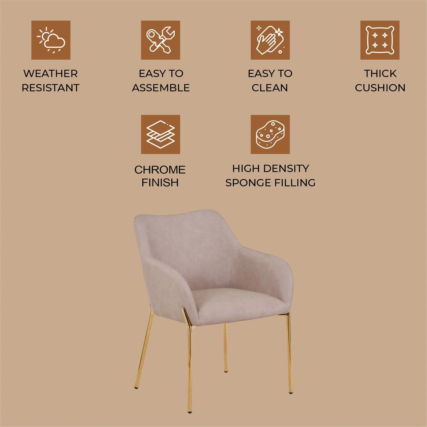 Zaire Upholsters Dining Chair in Velvet/Leather/Boucle with Gold Chrome Iron - Elax Furniture