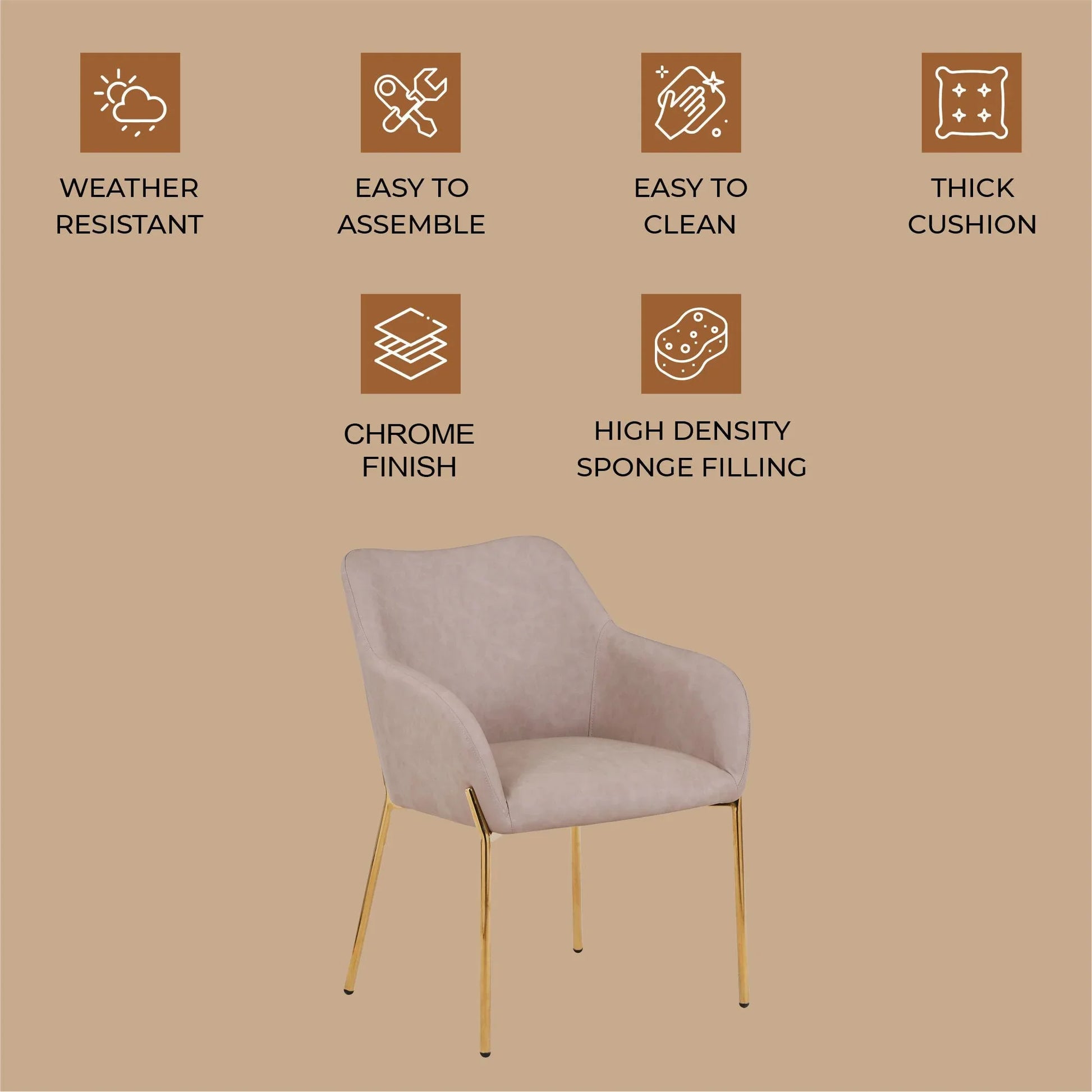 Zaire Upholsters Dining Chair in Velvet/Leather/Boucle with Gold Chrome Iron - Elax Furniture