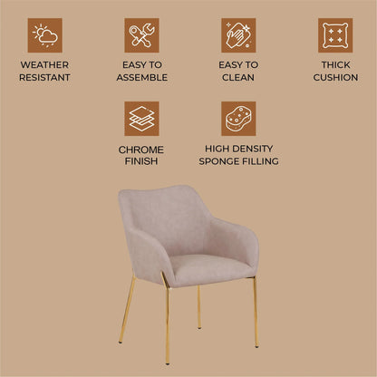Zaire Upholsters Dining Chair in Velvet/Leather/Boucle with Gold Chrome Iron - Elax Furniture