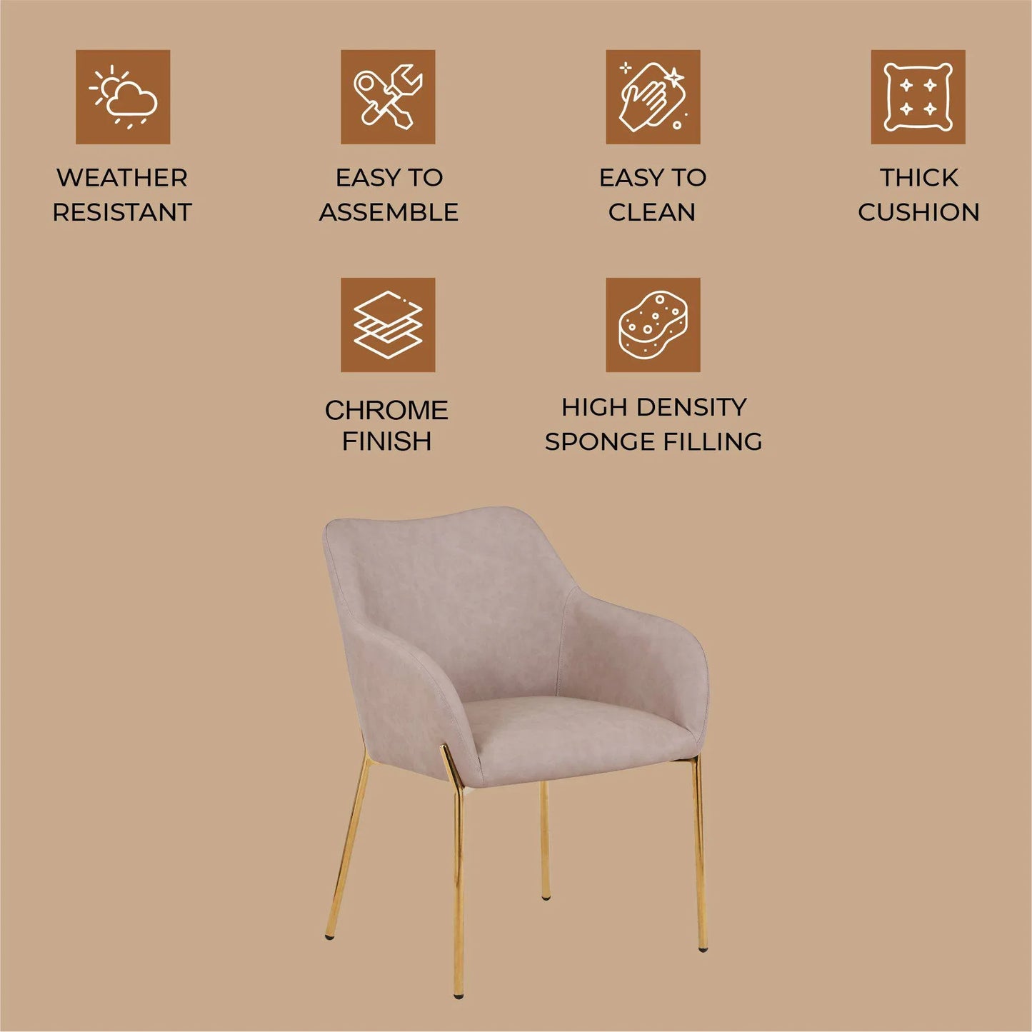 Zaire Upholsters Dining Chair in Velvet/Leather/Boucle with Gold Chrome Iron - Elax Furniture