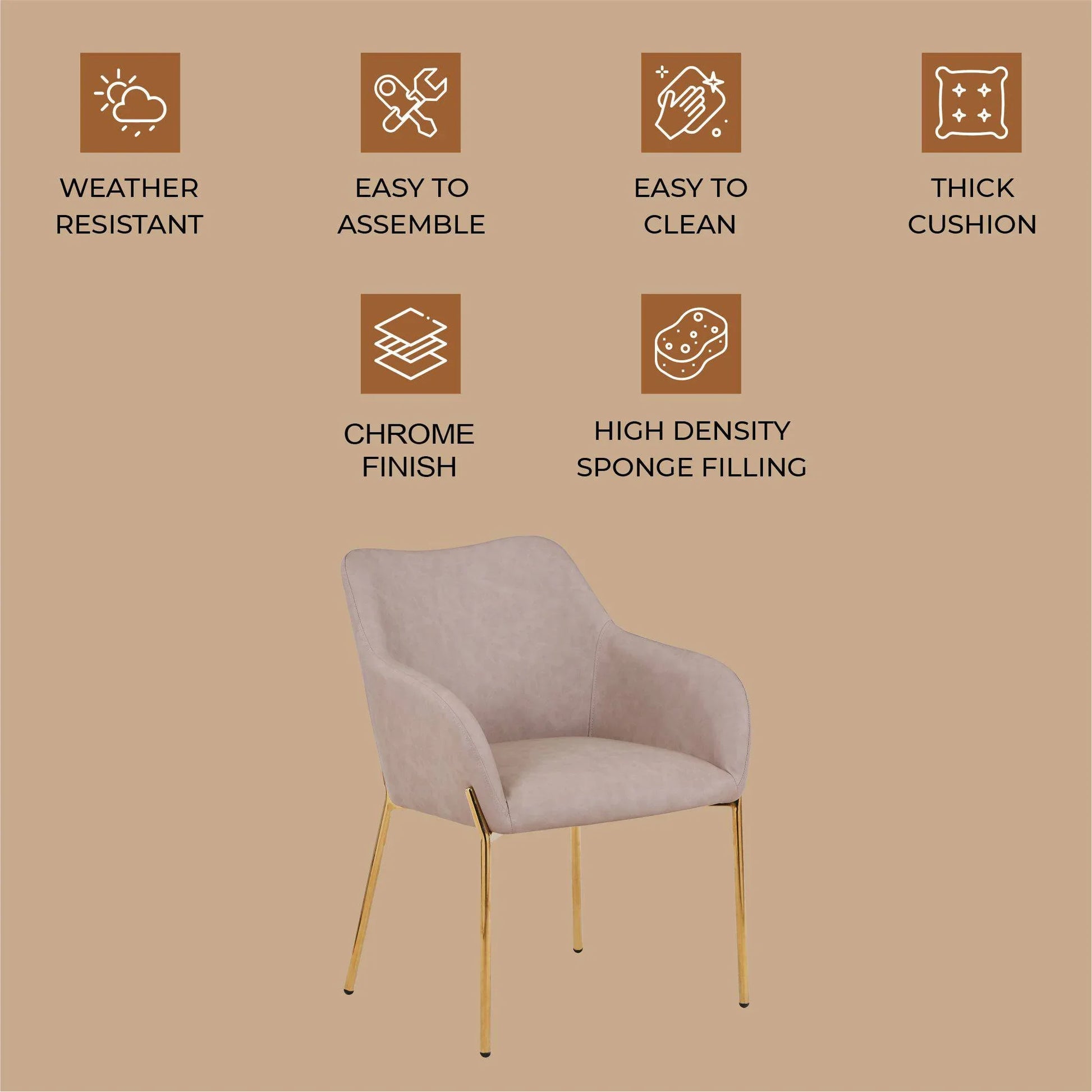 Zaire Upholsters Dining Chair in Velvet/Leather/Boucle with Gold Chrome Iron - Elax Furniture