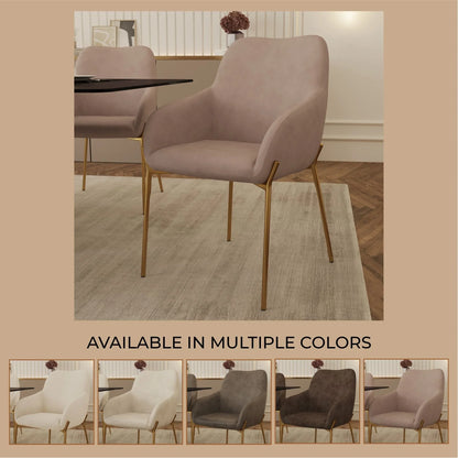 Zaire Upholsters Dining Chair in Velvet/Leather/Boucle with Gold Chrome Iron - Elax Furniture