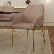 Zaire Upholsters Dining Chair in Velvet/Leather/Boucle with Gold Chrome Iron - Elax Furniture
