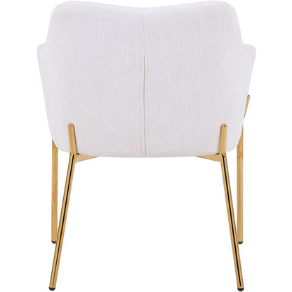 Zaire Upholsters Dining Chair in Velvet/Leather/Boucle with Gold Chrome Iron Set of 2 - Elax Furniture