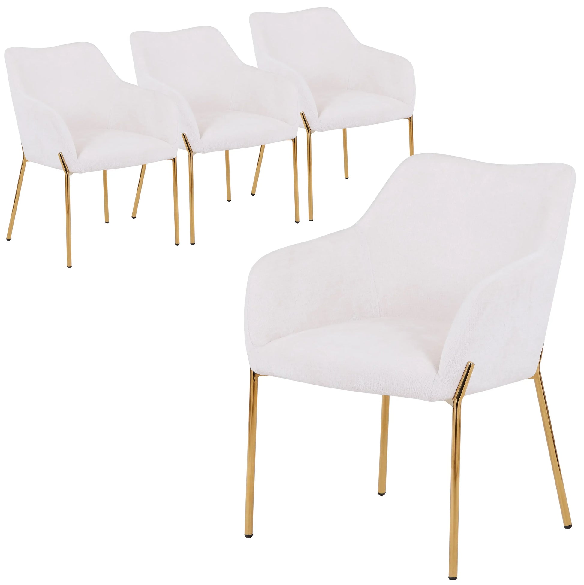 Zaire Upholsters Dining Chair in Velvet/Leather/Boucle with Gold Chrome Iron Set of 4 - Elax Furniture