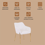 Zaire Upholsters Dining Chair in Velvet/Leather/Boucle with Gold Chrome Iron - Elax Furniture