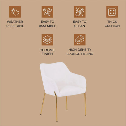 Zaire Upholsters Dining Chair in Velvet/Leather/Boucle with Gold Chrome Iron - Elax Furniture