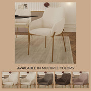 Zaire Upholsters Dining Chair in Velvet/Leather/Boucle with Gold Chrome Iron - Elax Furniture