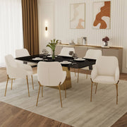Zaire Upholsters Dining Chair in Velvet/Leather/Boucle with Gold Chrome Iron - Elax Furniture