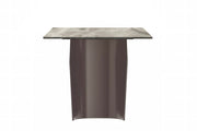 Zelan Dining Table with Rectangular Glass/Sintered Stone Tabletop and Steel Legs Sintered Stone 55 Inches Wide Deep Grey Dining Table Leisuremod