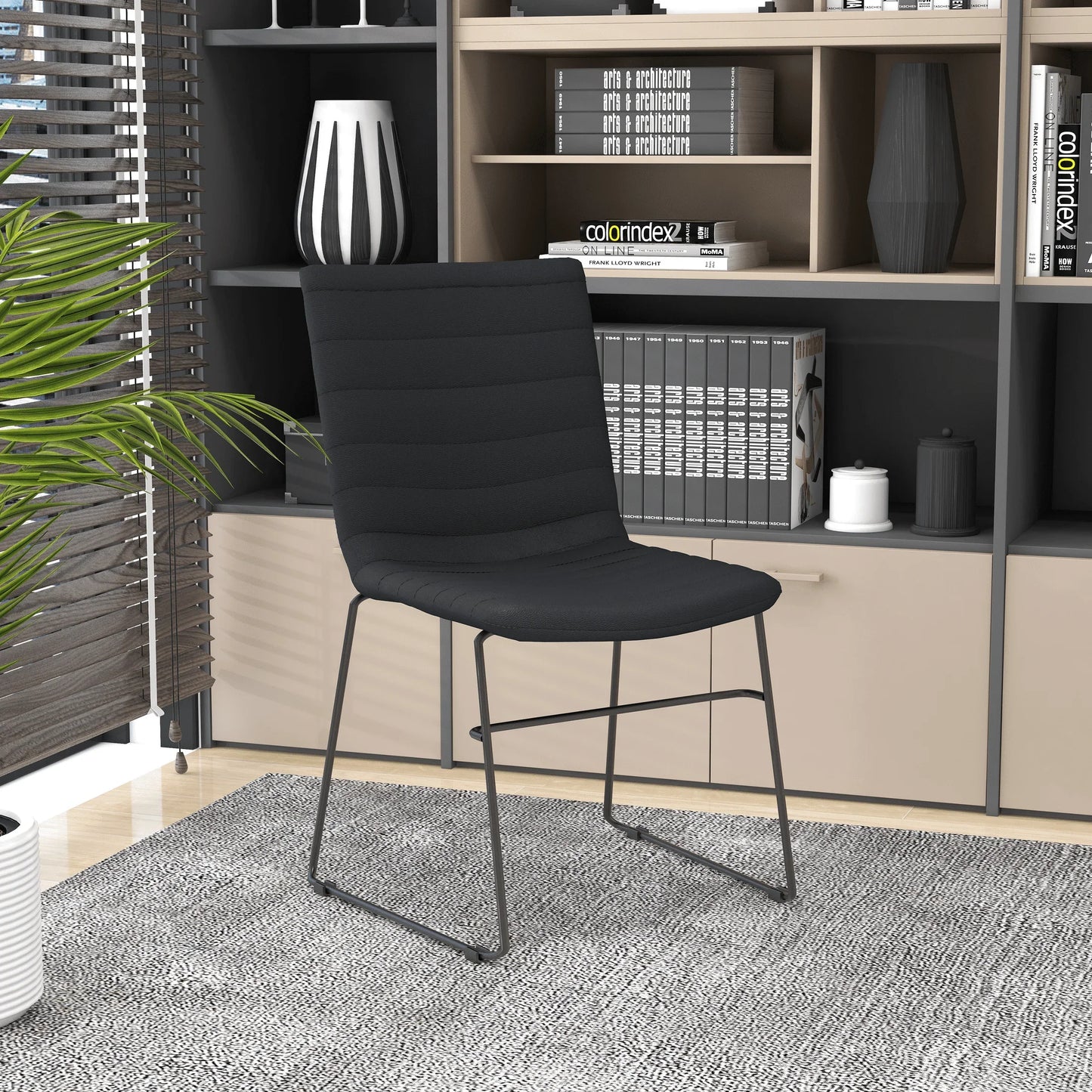 Zylar Leather/Polyester Office Guest Chair with Powder-Coated Stainless Steel Base - Elax Furniture