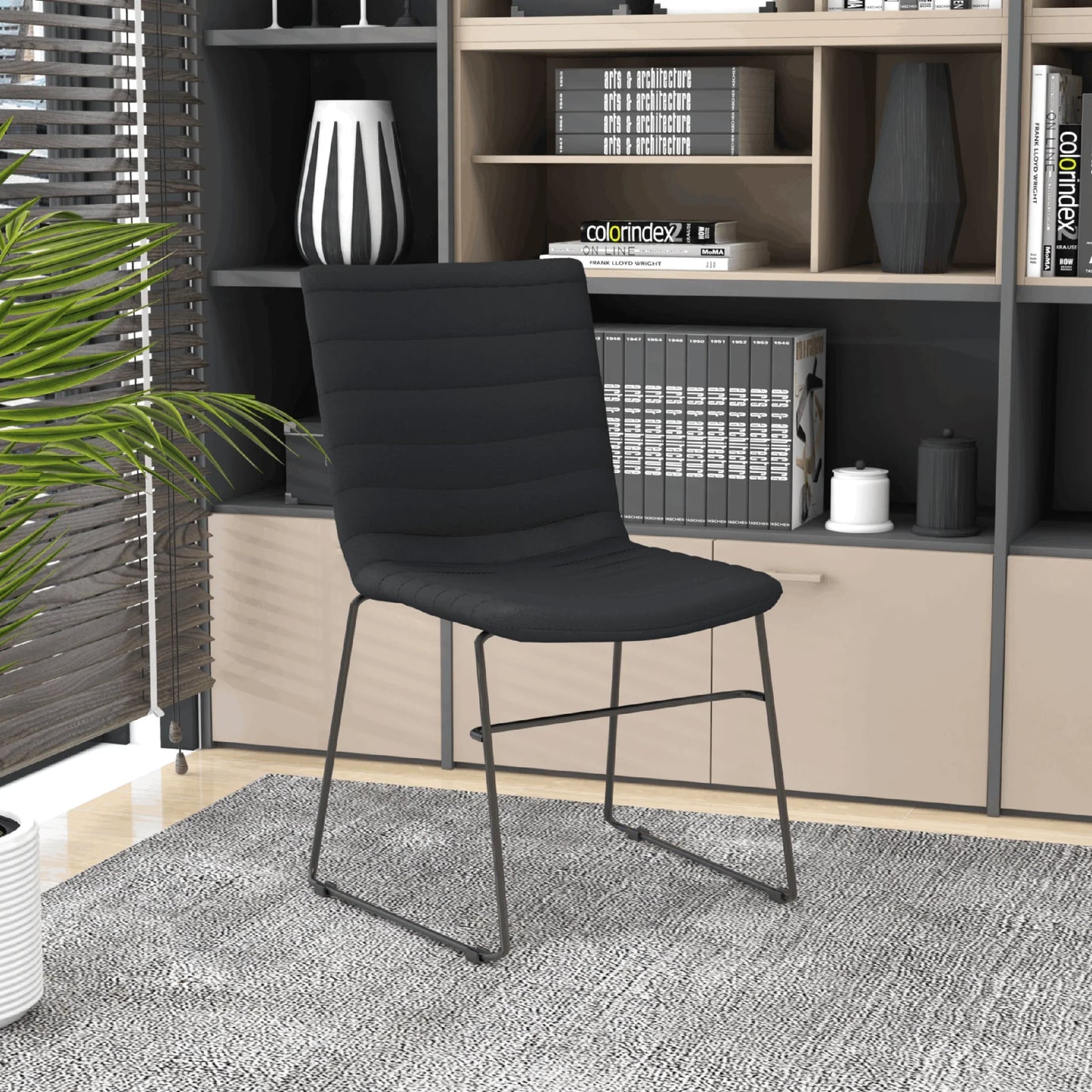 Zylar Leather/Polyester Office Guest Chair with Powder-Coated Stainless Steel Base - Elax Furniture