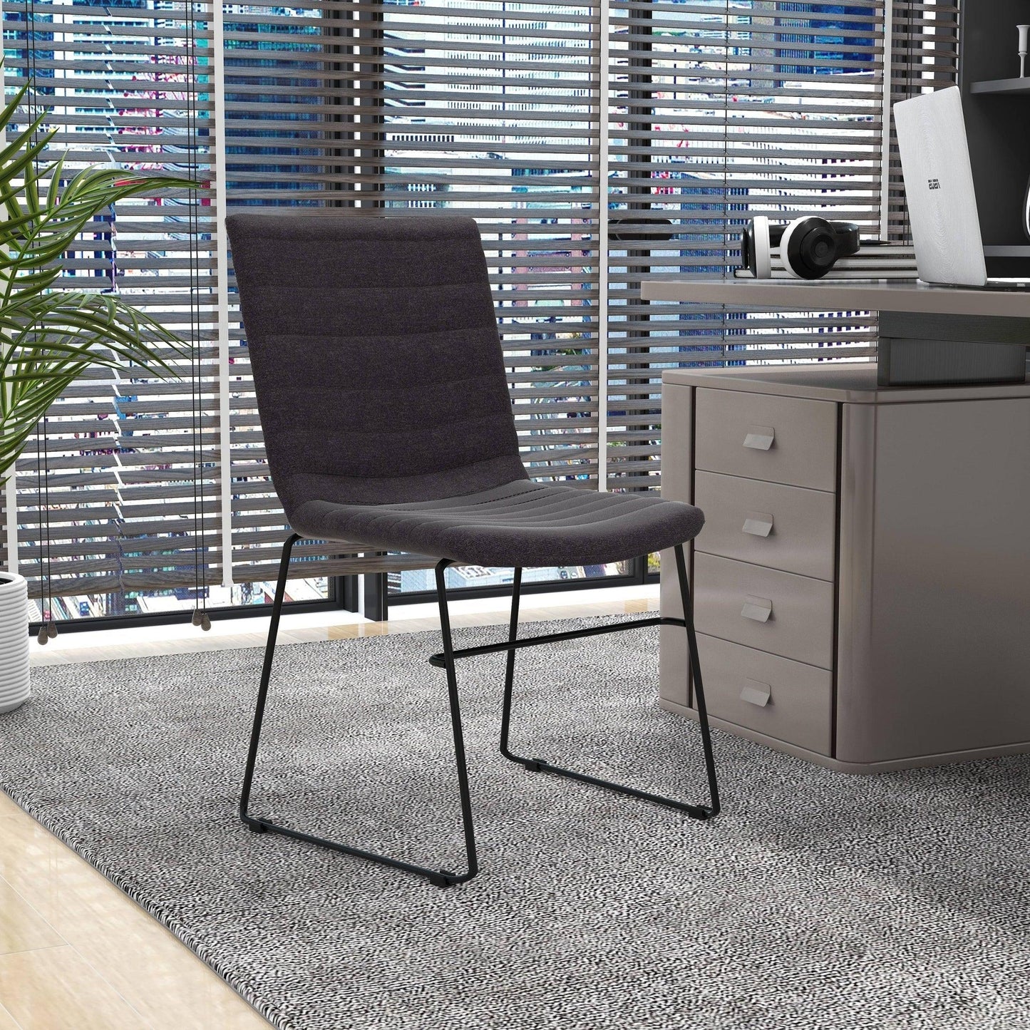 Zylar Leather/Polyester Office Guest Chair with Powder-Coated Stainless Steel Base - Elax Furniture