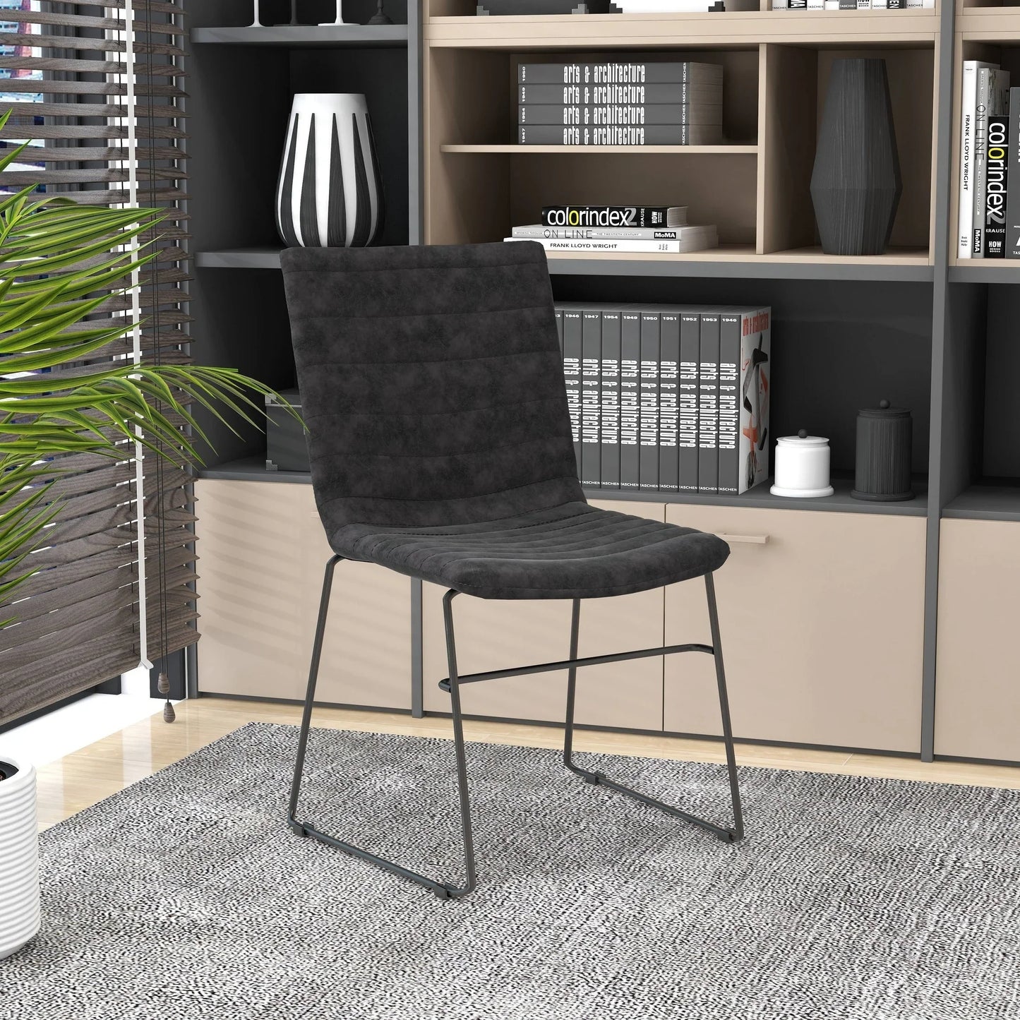 Zylar Leather/Polyester Office Guest Chair with Powder-Coated Stainless Steel Base - Elax Furniture