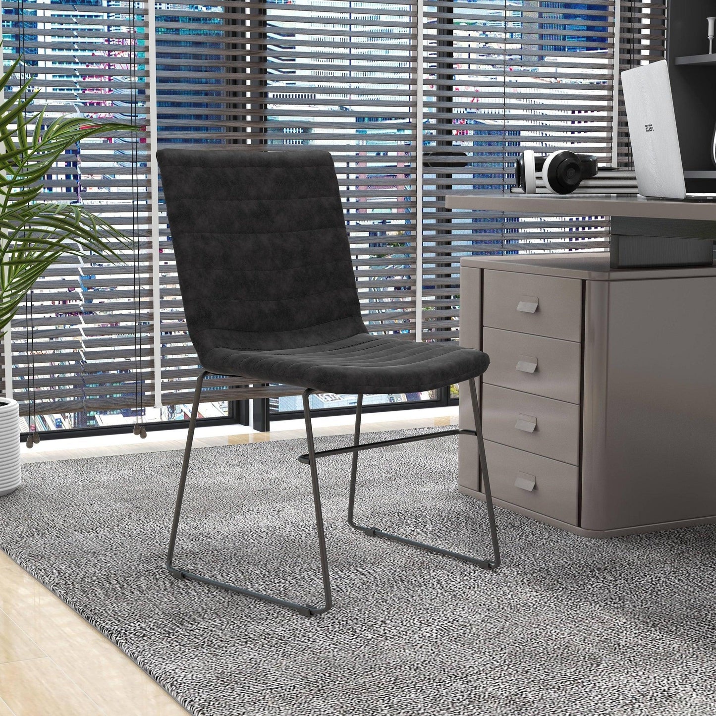 Zylar Leather/Polyester Office Guest Chair with Powder-Coated Stainless Steel Base - Elax Furniture